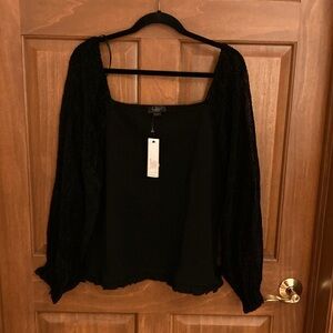 Lulu's Black Textured Blouse